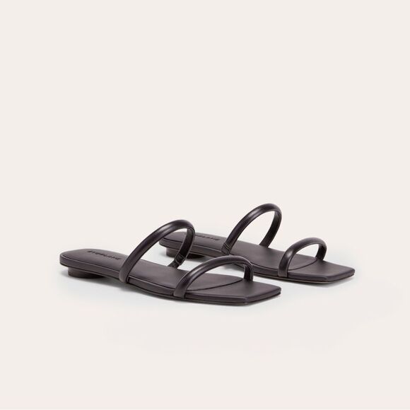 NEW EVERLANE The Double Strap Sandal in black leather - Picture 1 of 6